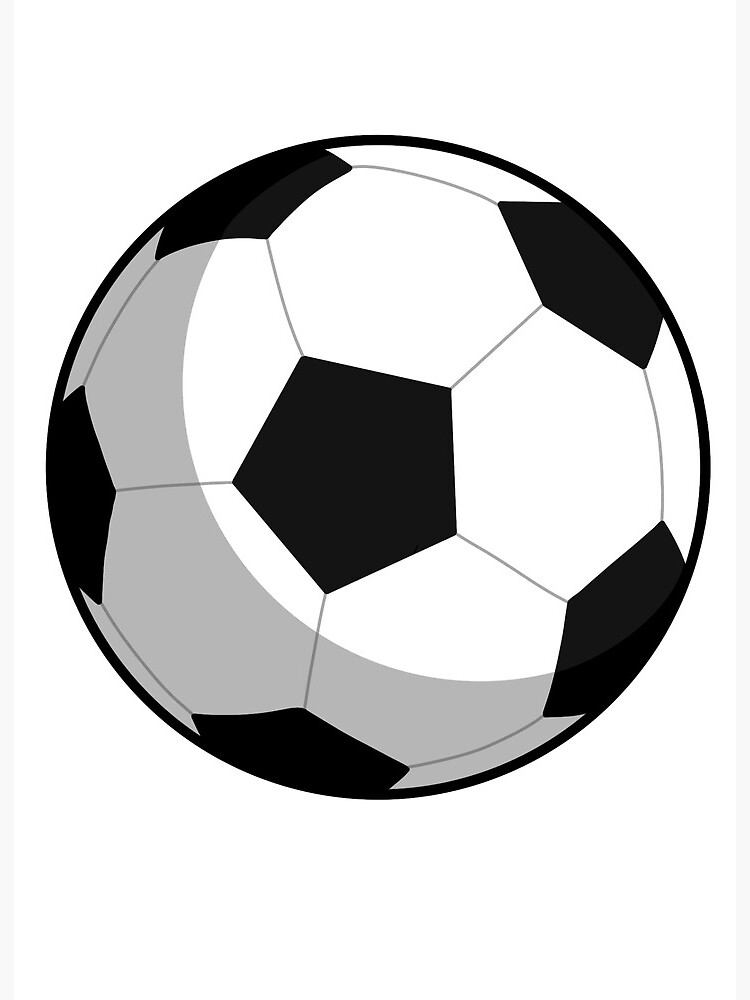 Impression rigide for Sale avec l'œuvre « Ballon de football de dessin  animé classique noir et blanc » de l'artiste Peachyspics