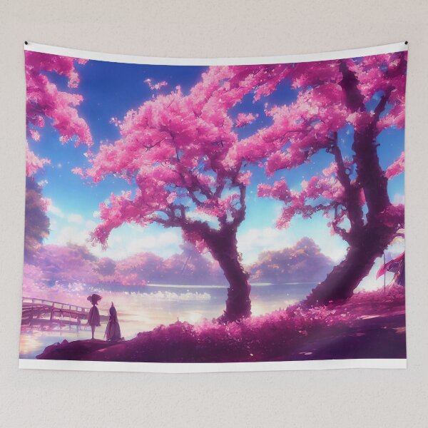 Item preview, Cherry Blossoms by the Lake | 90s Anime Inspired, Japanese Aesthetic designed and sold by snowingtoday.