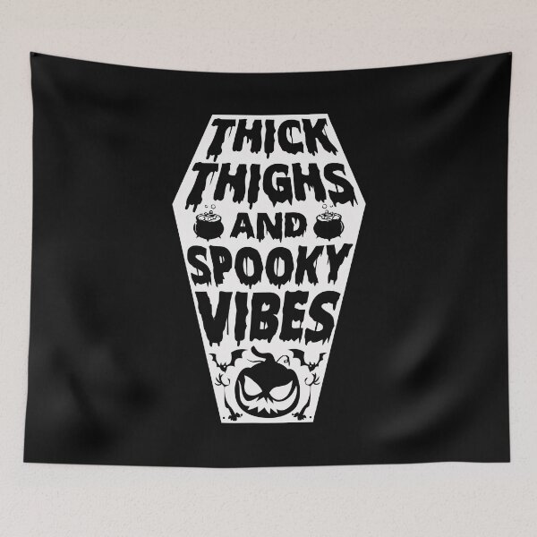 Artikelvorschau, Thick Thighs And Spooky Vibes Sourpuss Spooky Vibes T-Shirt entworfen und verkauft von artzaka.