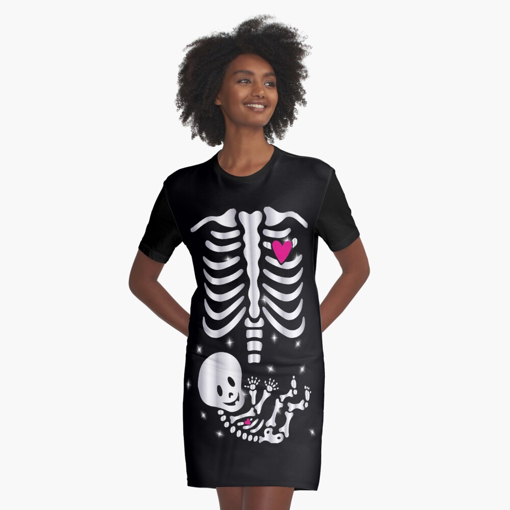 womens skeleton t shirt dress