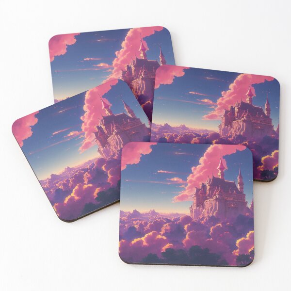 Item preview, Pink Castle Island in the Clouds | 90s Anime Inspired Aesthetic designed and sold by snowingtoday.