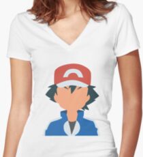 Ash Ketchum Women's Fitted V-Neck T-Shirt