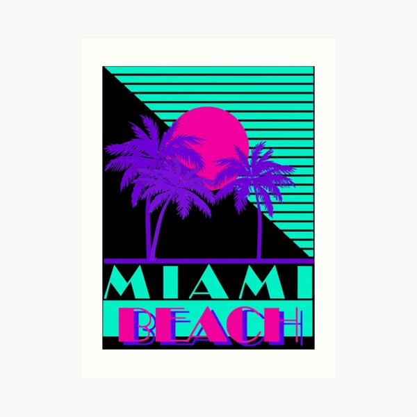 "Miami Beach 80s Retro Logo" Art Print for Sale by EdwardBarrett