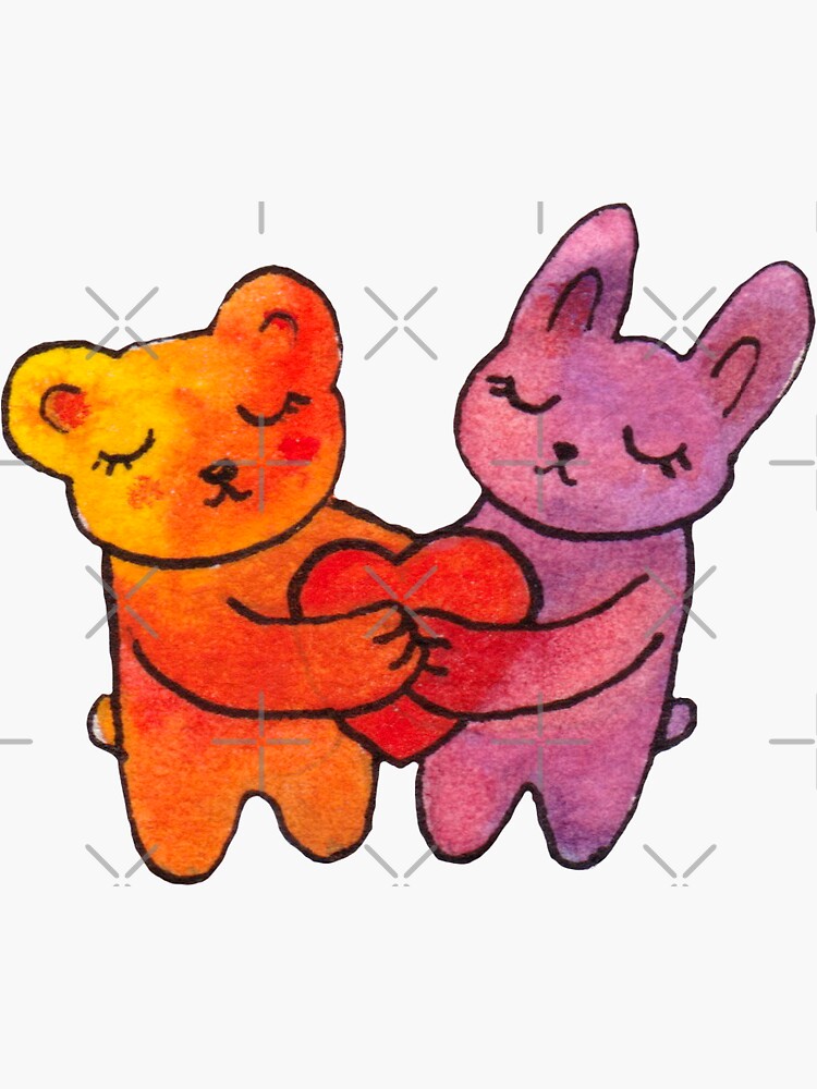 Bear and Bunny Hugs Heart by whya