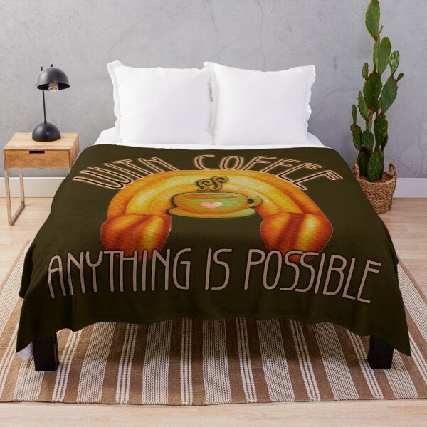 Item preview, With Coffee Anything is Possible Inspirational Caffeine Lover Rainbow Quote designed and sold by CRHPOD20.