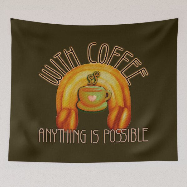 Item preview, With Coffee Anything is Possible Inspirational Caffeine Lover Rainbow Quote designed and sold by CRHPOD20.
