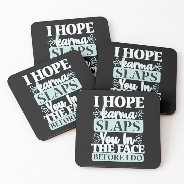 Item preview, I hope karma slaps you in the face before I do (white & sky blue lettering) designed and sold by JoyOfHopeStore.