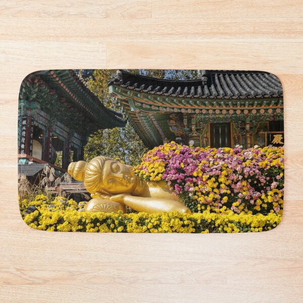 Item preview, Seoul | South Korea | Gold Reclining Buddha covered in flowers | Jogyesa Temple designed and sold by 9BPRCP.