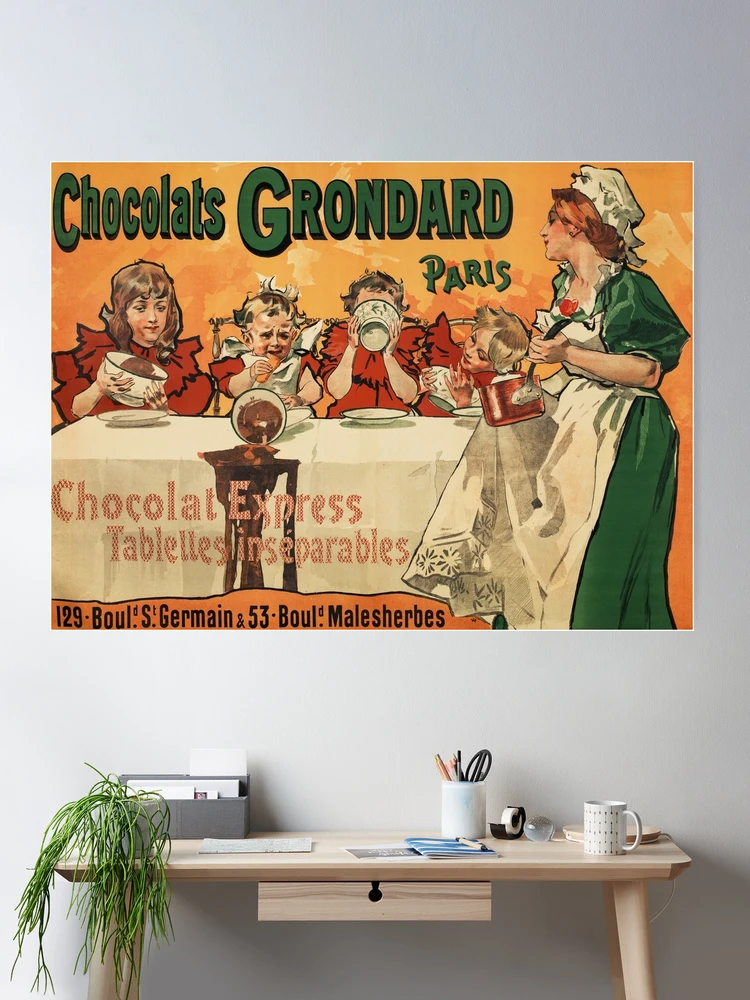 CHOCOLATS GRONDARD PARIS 1900 Vintage French Beverage Poster