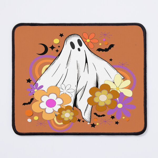 Item preview, Retro ghost, Illustration of ghost surrounded by flowers, rainbows and retro wave designed and sold by Malogue.