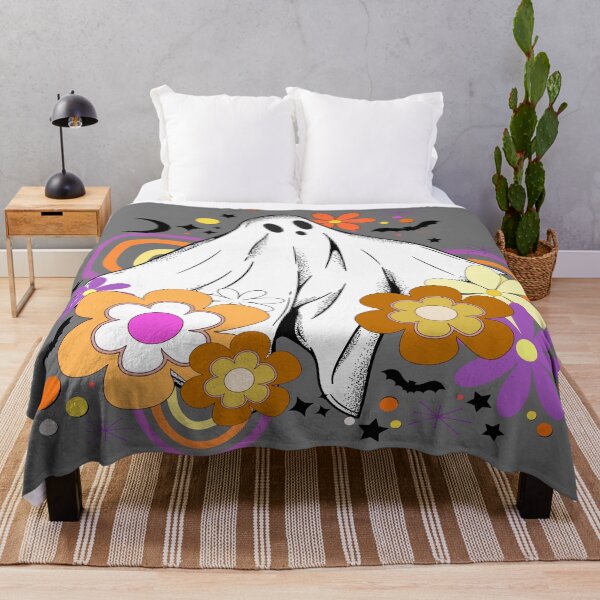 Item preview, Retro ghost, Illustration of ghost surrounded by flowers, rainbows and retro wave designed and sold by Malogue.
