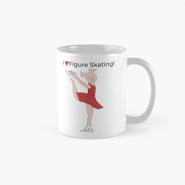 Item preview, I love Figure Skating, charming pink pig ice skater, red. Figure skater designed and sold by PiggingJapan.
