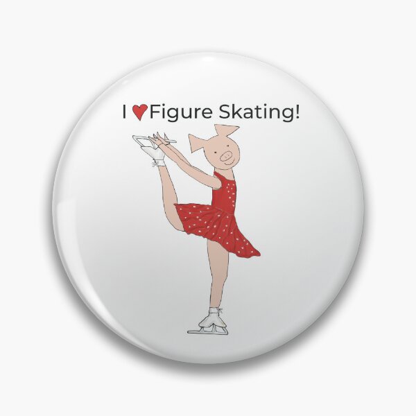 Item preview, I love Figure Skating, charming pink pig ice skater, red. Figure skater designed and sold by PiggingJapan.