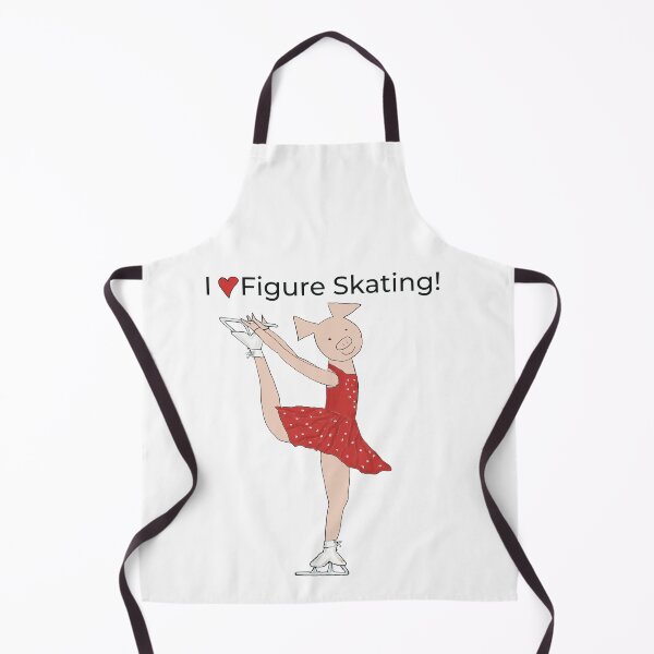 Item preview, I love Figure Skating, charming pink pig ice skater, red. Figure skater designed and sold by PiggingJapan.