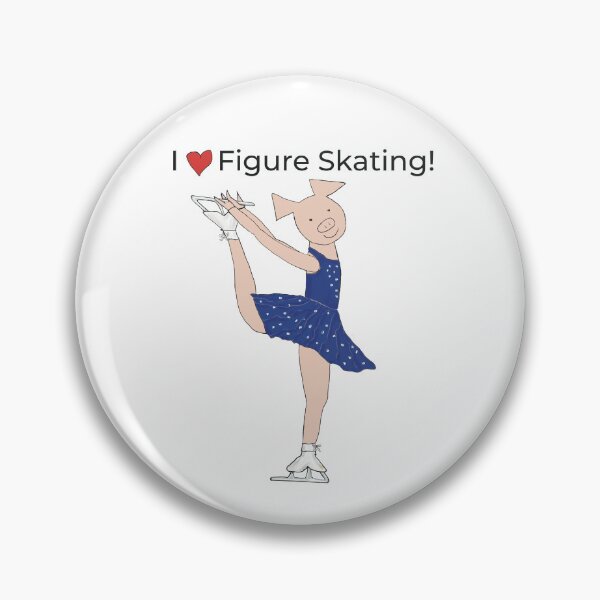 Item preview, I love Figure Skating, charming pink pig ice skater, blue. Figure skater designed and sold by PiggingJapan.