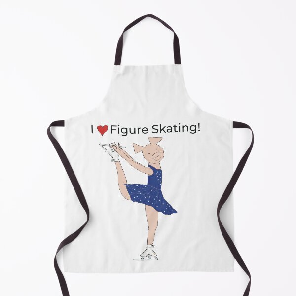 Item preview, I love Figure Skating, charming pink pig ice skater, blue. Figure skater designed and sold by PiggingJapan.