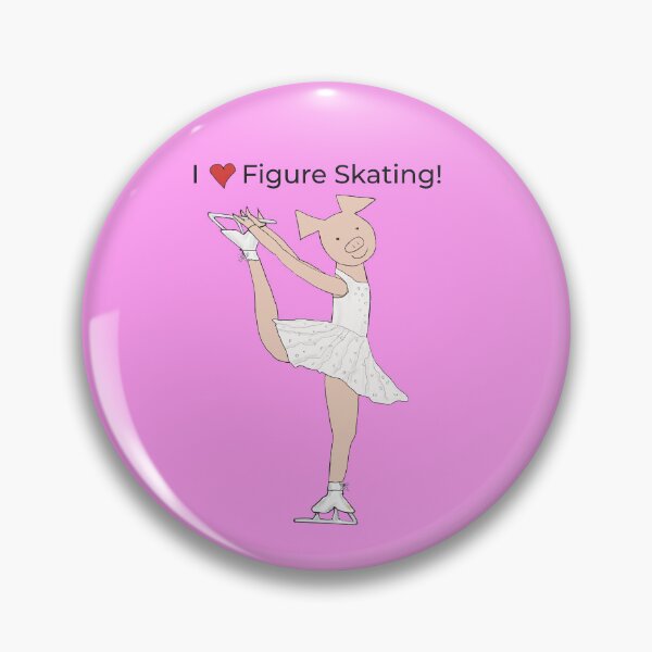 Item preview, I love Figure Skating, charming pink pig ice skater, pink. Figure skater designed and sold by PiggingJapan.