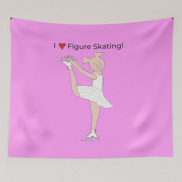 Item preview, I love Figure Skating, charming pink pig ice skater, pink. Figure skater designed and sold by PiggingJapan.