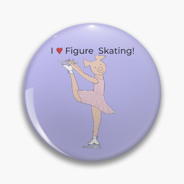 Item preview, I love Figure Skating, charming pink pig ice skater, purple. Figure skater designed and sold by PiggingJapan.