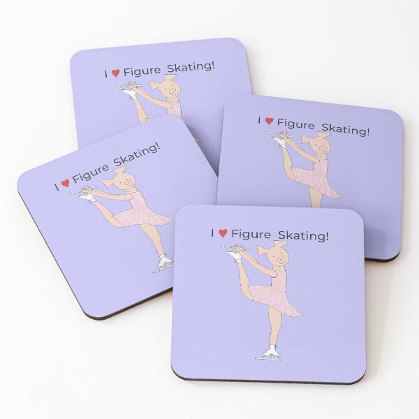Item preview, I love Figure Skating, charming pink pig ice skater, purple. Figure skater designed and sold by PiggingJapan.
