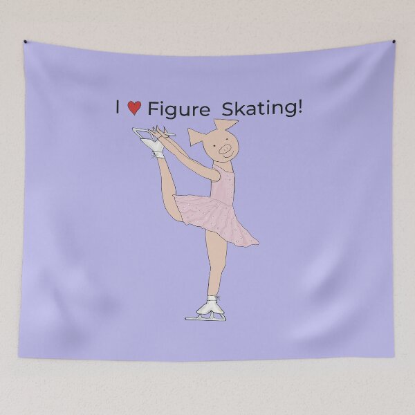Item preview, I love Figure Skating, charming pink pig ice skater, purple. Figure skater designed and sold by PiggingJapan.