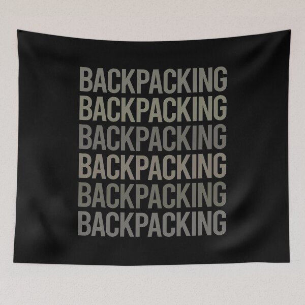 Item preview, Gray Text Art Backpacking Backpack Backpacker designed and sold by TartSpiderWeb.