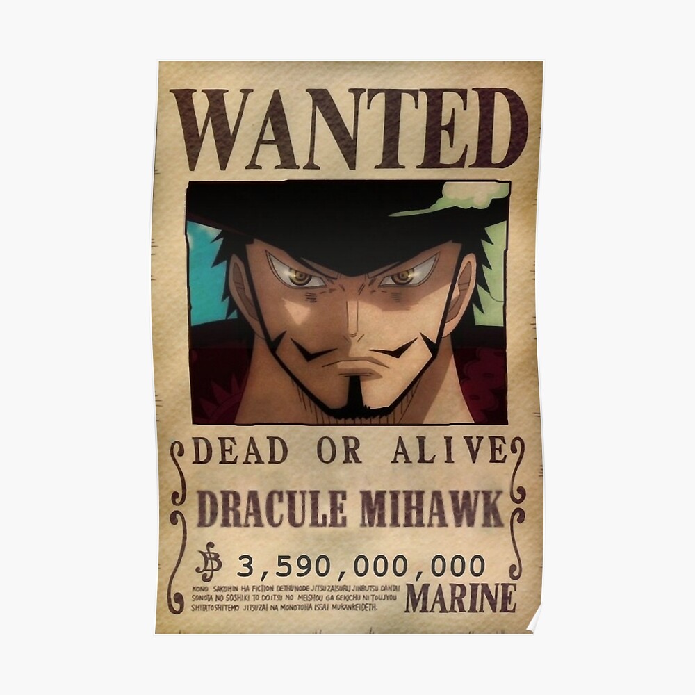 Dracule Mihawk One Piece Wanted #1 One Piece Posters, 51% OFF