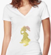 Rabbit Inspired Silhouette Women's Fitted V-Neck T-Shirt
