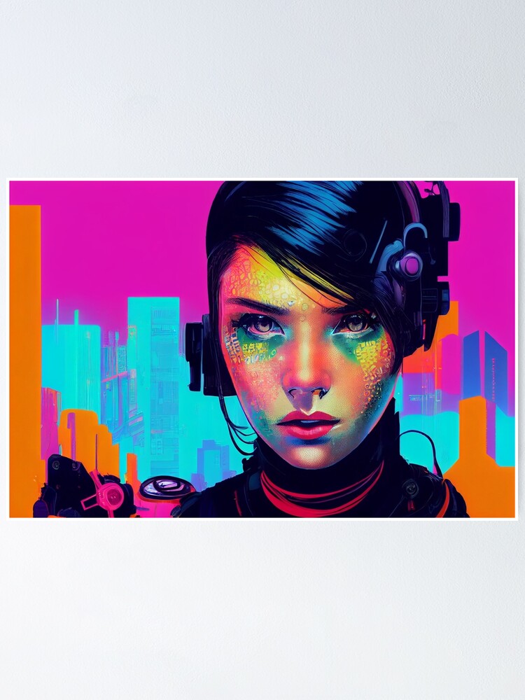 "Cyberpunk poster girl" Poster for Sale by KinkyM Redbubble