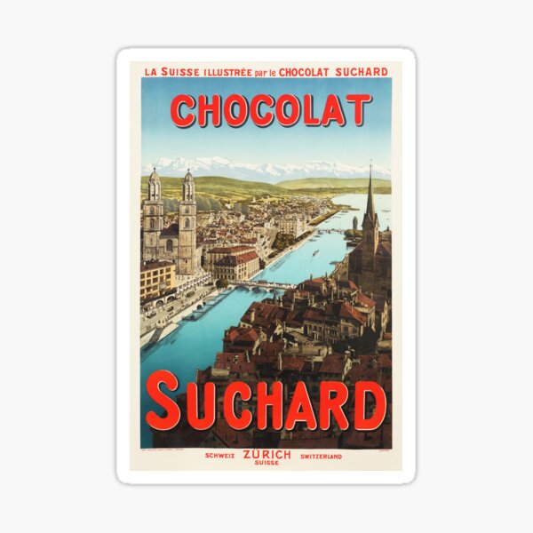 Item preview, CHOCOLAT SUCHARD Zurich City Switzerland 1910 Vintage Poster Advertisement. designed and sold by retroposters.