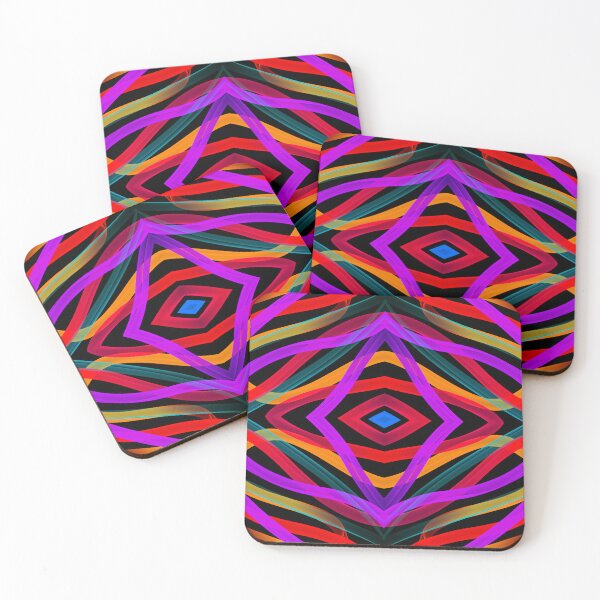 Item preview, Brightly colored repeating diamond pattern on a black background designed and sold by ditzy-designs.