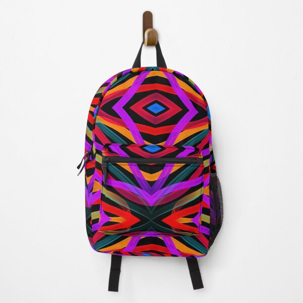 Item preview, Brightly colored repeating diamond pattern on a black background designed and sold by ditzy-designs.