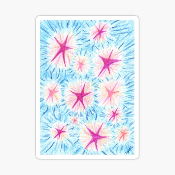 2205 - Rosa-rote und Pinke Sterne vor bläulichem Himmel Sticker