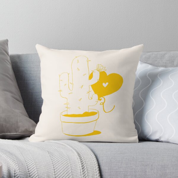 Cactus and Balloon Yellow Throw Pillow