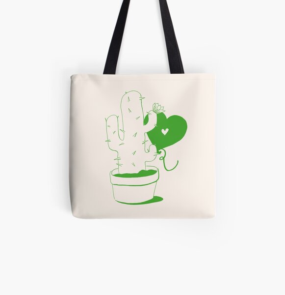 Cactus and Balloon All Over Print Tote Bag