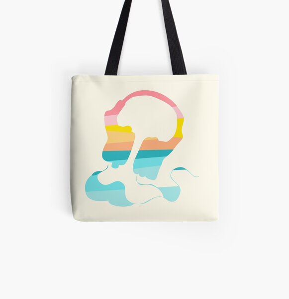 Headphones in sunset rainbow colors All Over Print Tote Bag