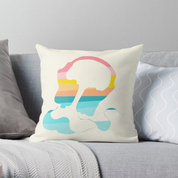 Headphones in sunset rainbow colors Throw Pillow