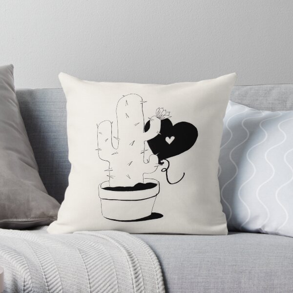 Cactus and Balloon in love Throw Pillow