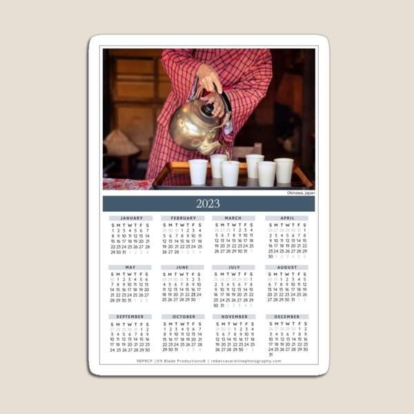 2023 Calendar | Year-At-A-Glance | Okinawa, Japan | Tea Time Magnet