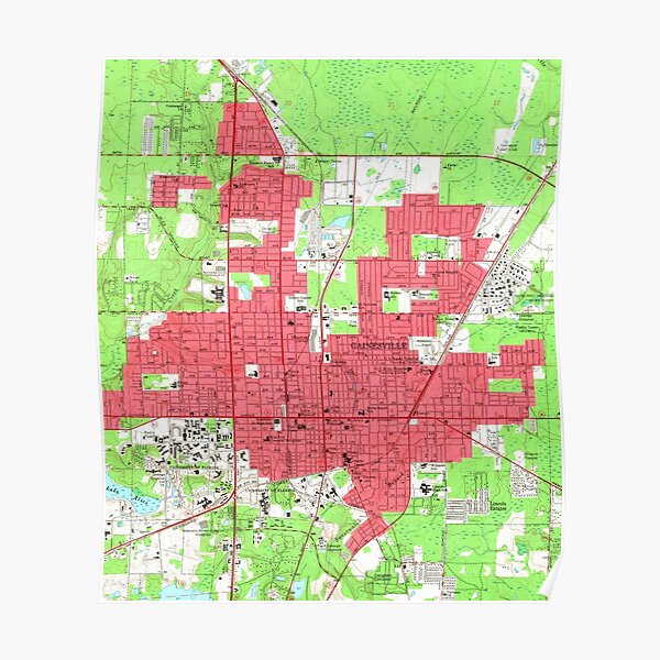 "Vintage Map of Gainesville Florida (1966) 2" Poster for Sale by