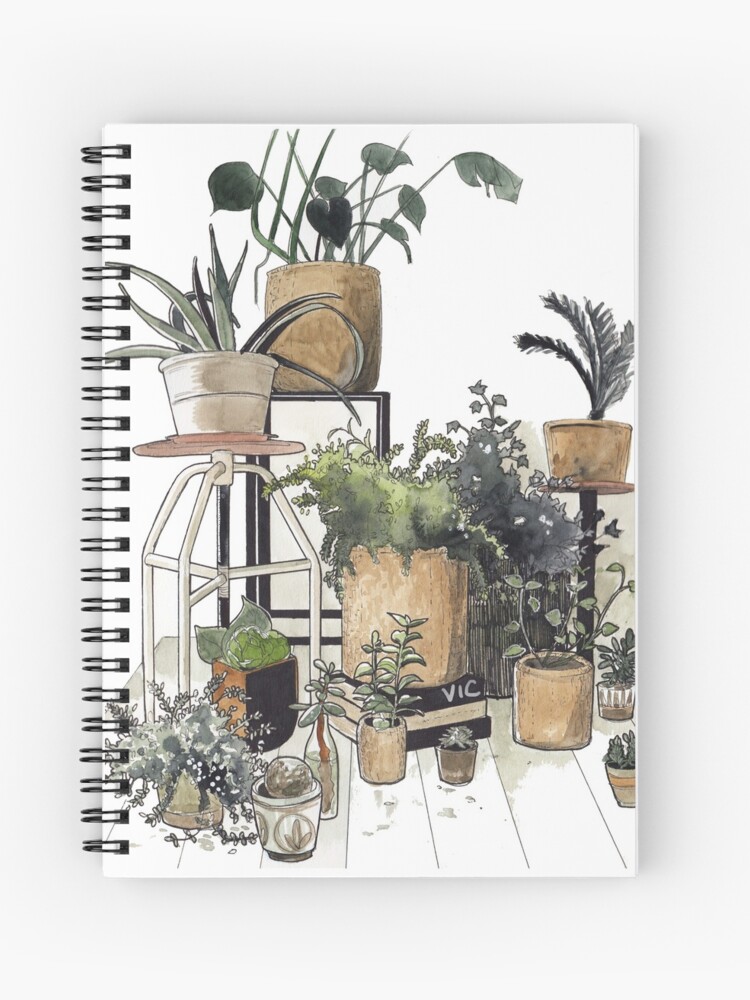 Aperçu 1 sur 3. Cahier à spirale avec l'œuvre Les plantes créée et vendue par Vic Putinski.