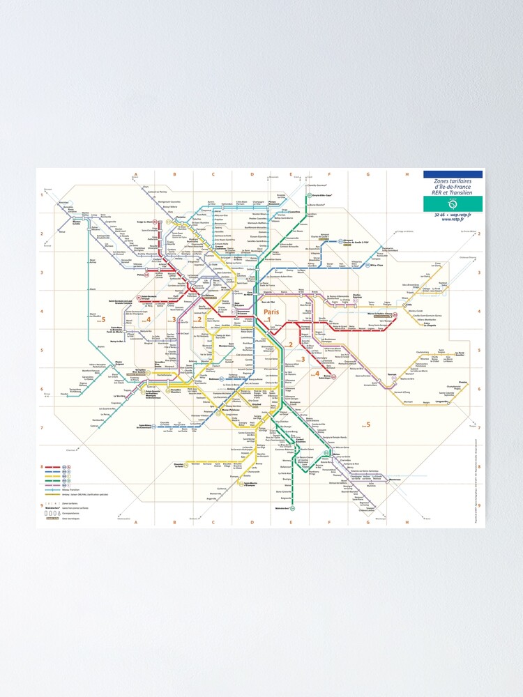 Paris Metro Map Poster For Sale By Underonesky Redbubble 