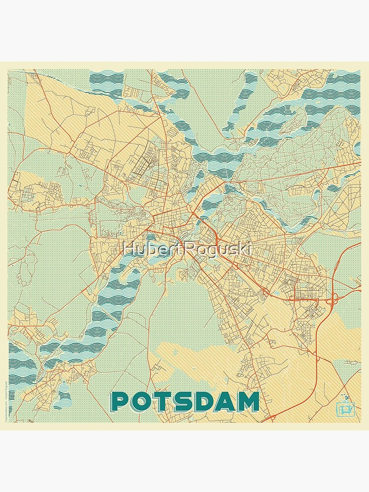 Thumbnail 3 of 3, Poster, Potsdam Map Retro designed and sold by HubertRoguski.