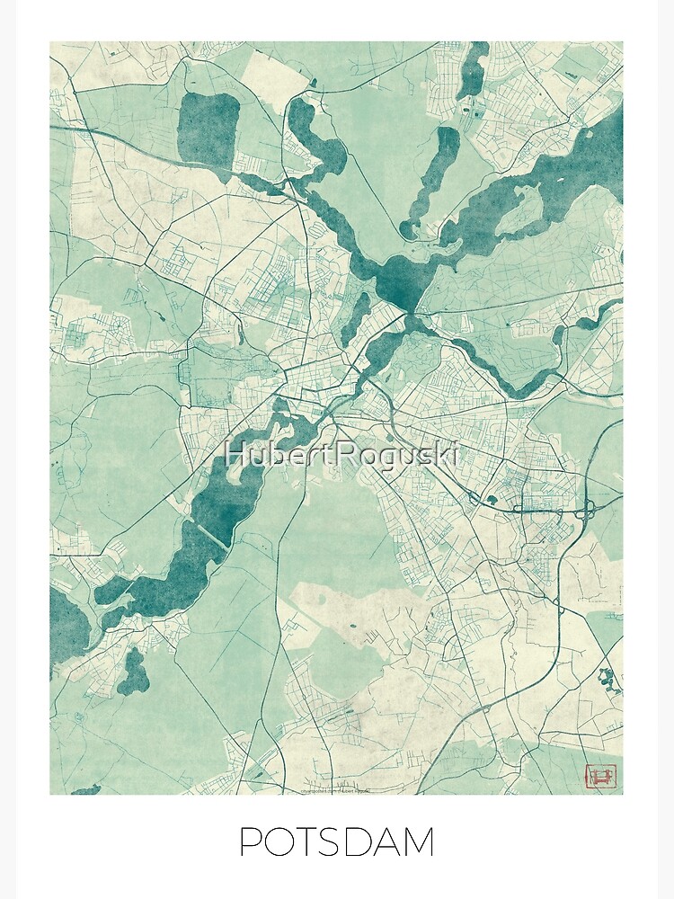 Potsdam Map Blue Vintage by HubertRoguski