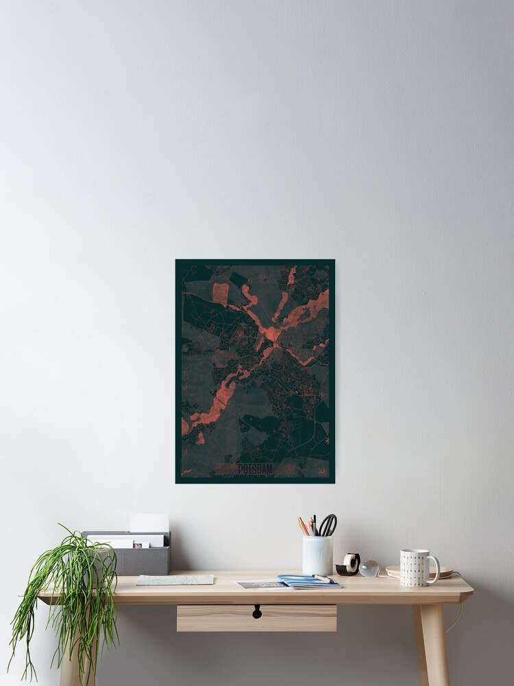 Thumbnail 1 of 3, Poster, Potsdam Map Red designed and sold by HubertRoguski.