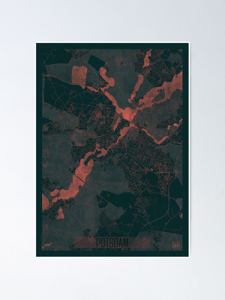 Thumbnail 2 of 3, Poster, Potsdam Map Red designed and sold by HubertRoguski.