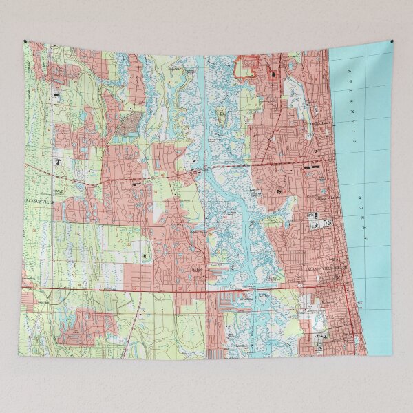 Item preview, Jacksonville Beach and Atlantic Beach Florida Map designed and sold by BravuraMedia.