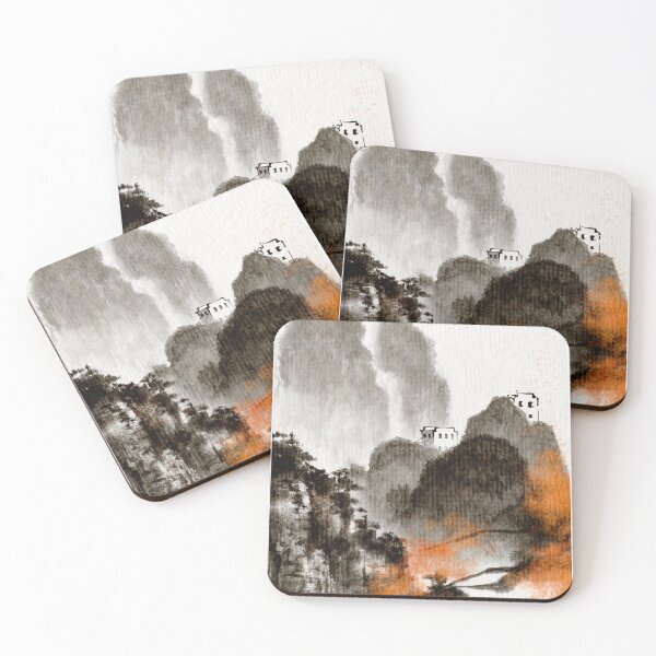 Item preview, chinese watercolour mountain orange leaf designed and sold by reiffas.