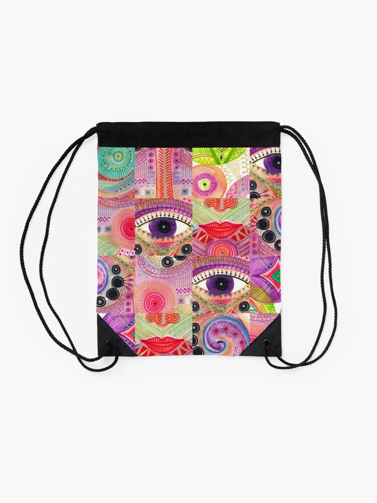 Thumbnail 2 of 3, Drawstring Bag, colorful words of a poem designed and sold by nuanz.