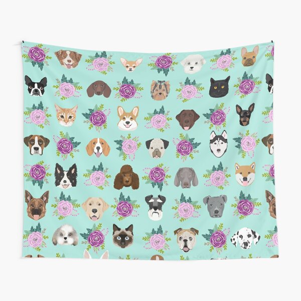 Download Dogs And Cats Floral Sunflower Pattern Cute Gifts For Pet Lovers Dog Breeds Tapestry By Petfriendly Redbubble